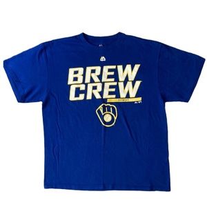 MAJESTIC Milwaukee Brewers Brew Crew Mens Short Sleeve Shirt